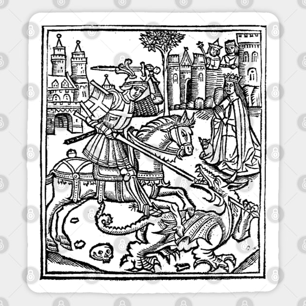 Saint George Woodcut Sticker by SenecaReads